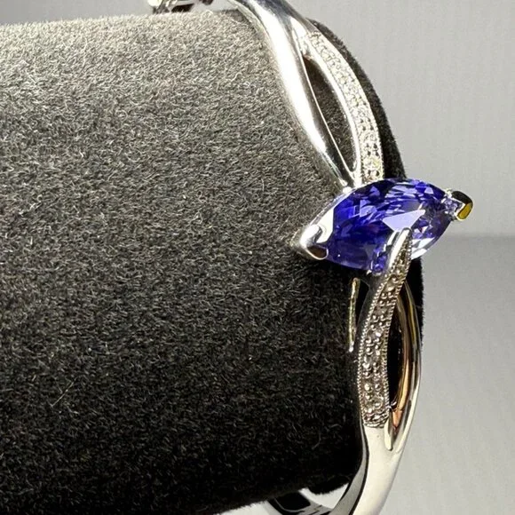 Sterling Silver Tanzanite and CZBangle